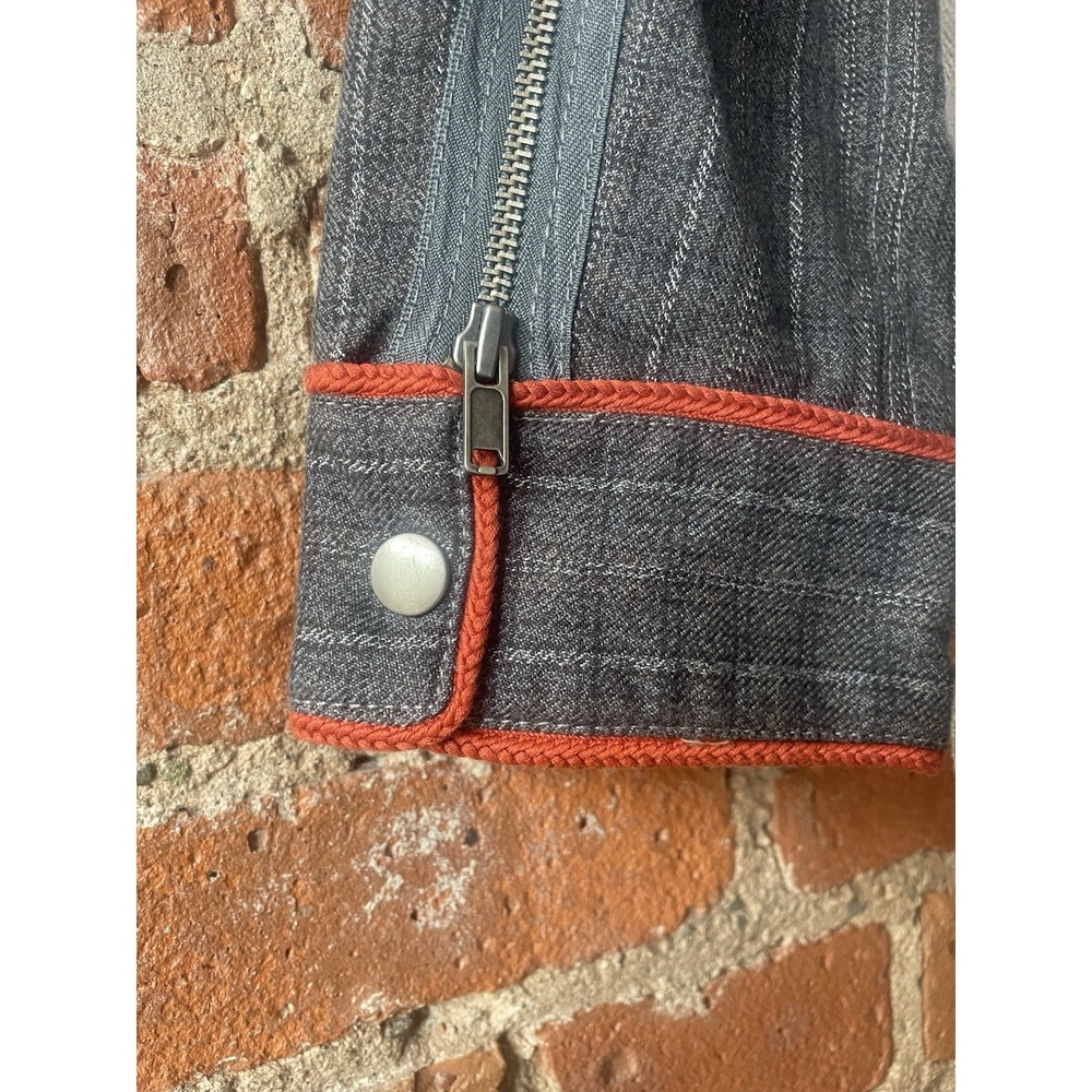 Marc Jacobs Vintage Denim Plaid Zipper Biker Jacket Sz L Mens Blue/ Gray/ Orange - Picture 12 of 16